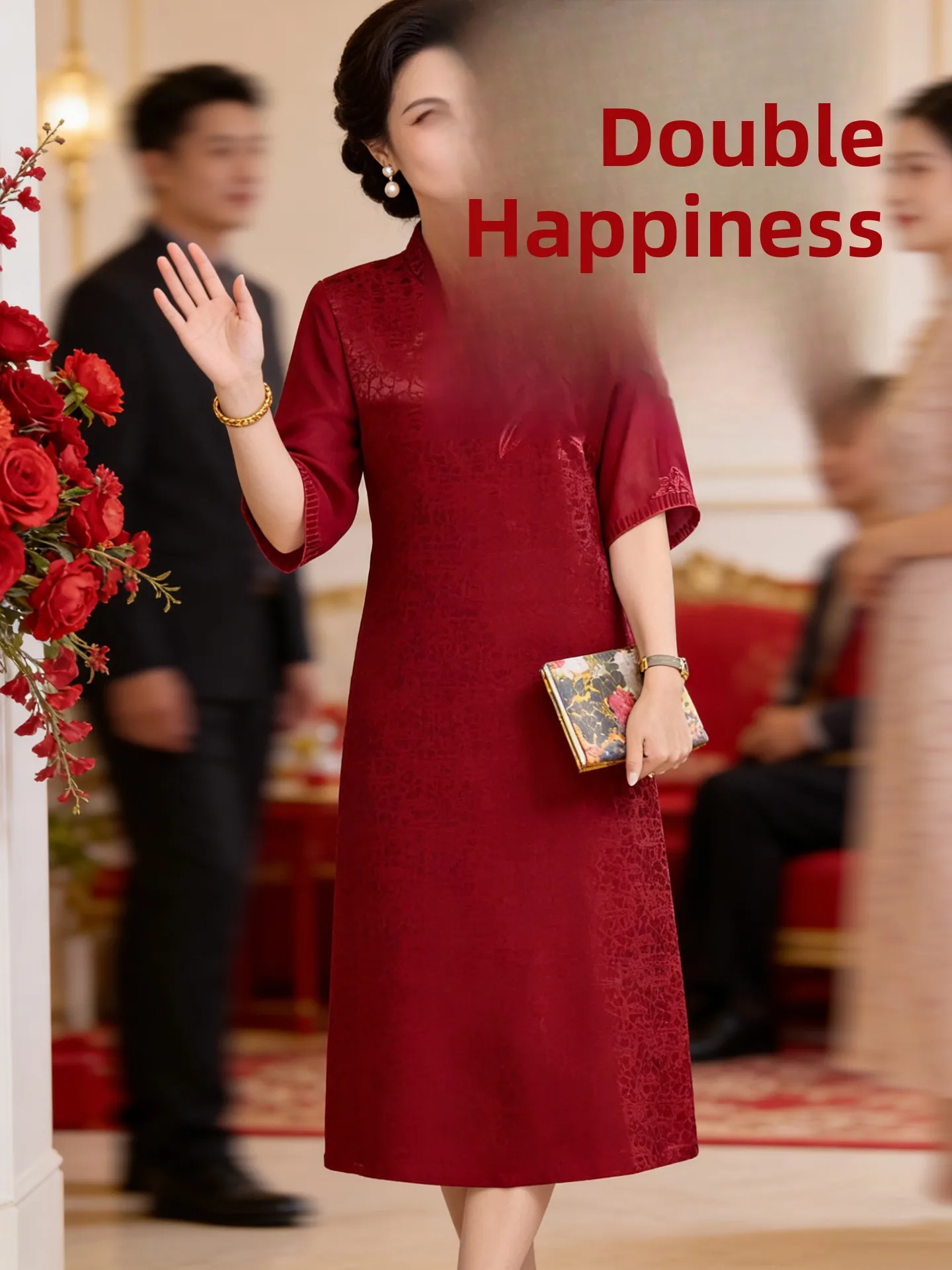 

Elegant Red Chinese Dress for Women Maternity Summer Fashionable Marriage Ceremony Clothing Suitable for All Body T...