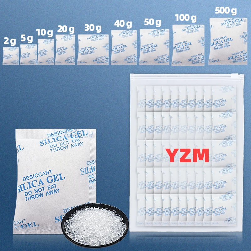 2/5/10/20/30/40/50/100/150/200/250/500 Gram Silica Gel Packs Transparent Desiccant Desiccant Packets Moisture Packs for Spices