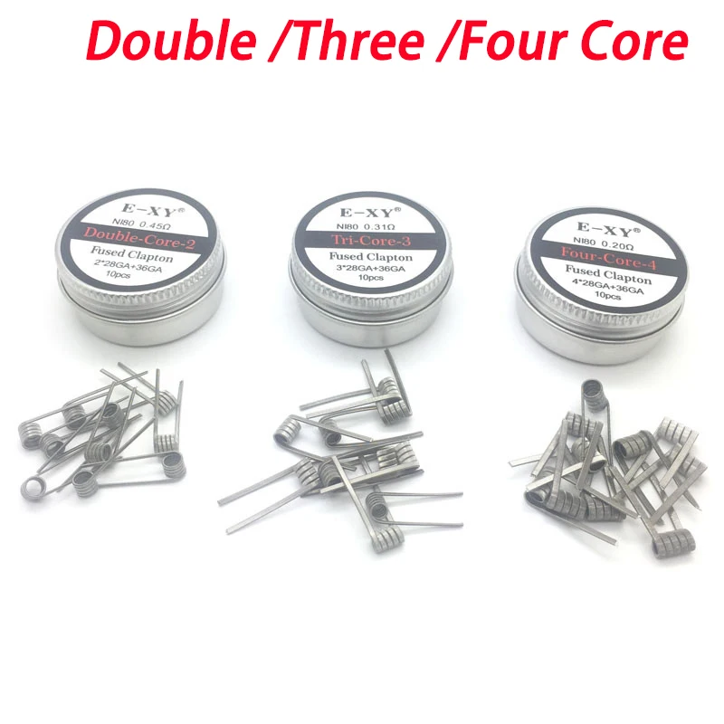 10Pcs/box NI80 High Density Prebuilt Coils Premade CoilAtomizer Mod Heating Wire Double /Three /Four Core Fancy Heating Wire