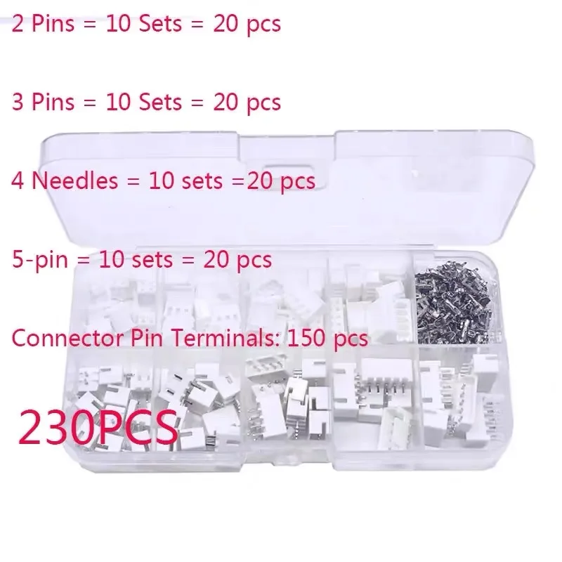230 Pieces 2/3/4/5p Male and Female Pin Terminal Kit Housing Pin Header  XH-2.54 4Value Connectors Adaptor