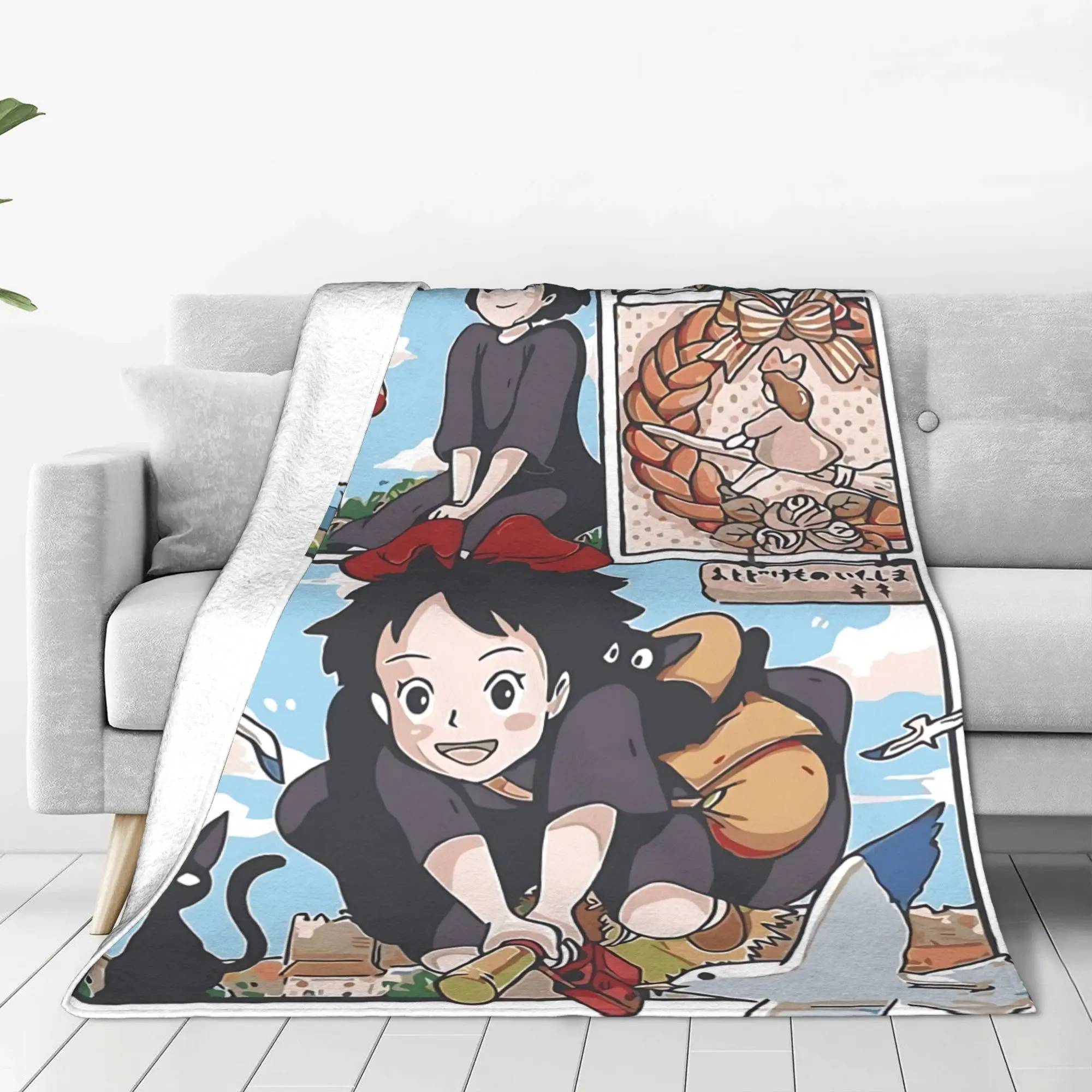 1PC home Cutecore Room Decor Anime Kiki’s Delivery Service Blanket Throw Blanket  Novelty Warm Blanket All Season