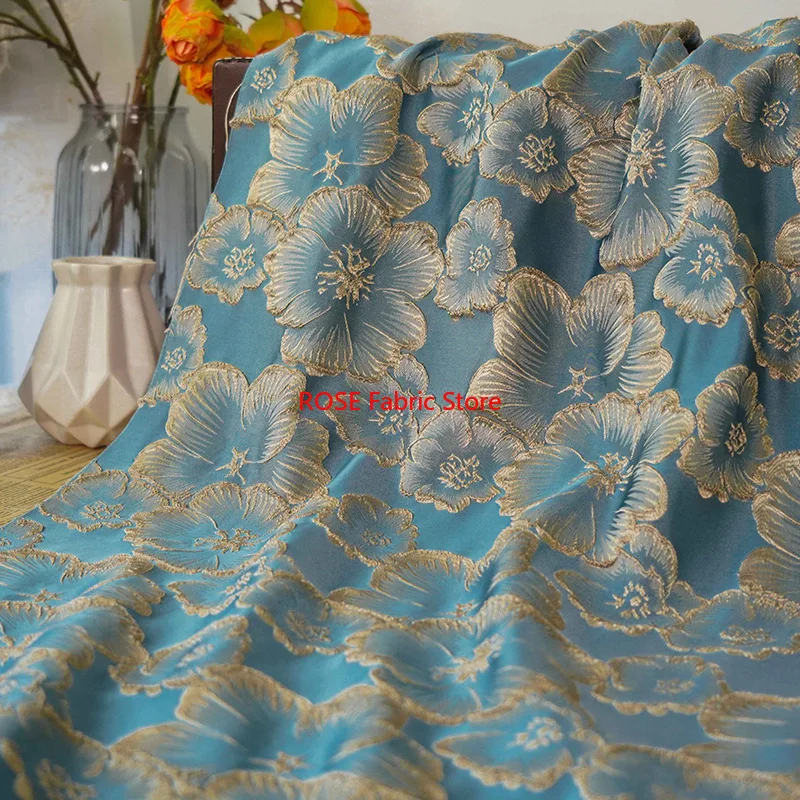 1 meter Elegant 3D Flower Yarn Dyed Jacquard Fabric Spring Autumn Women's Retro Dress Coat Bag Making Fabric