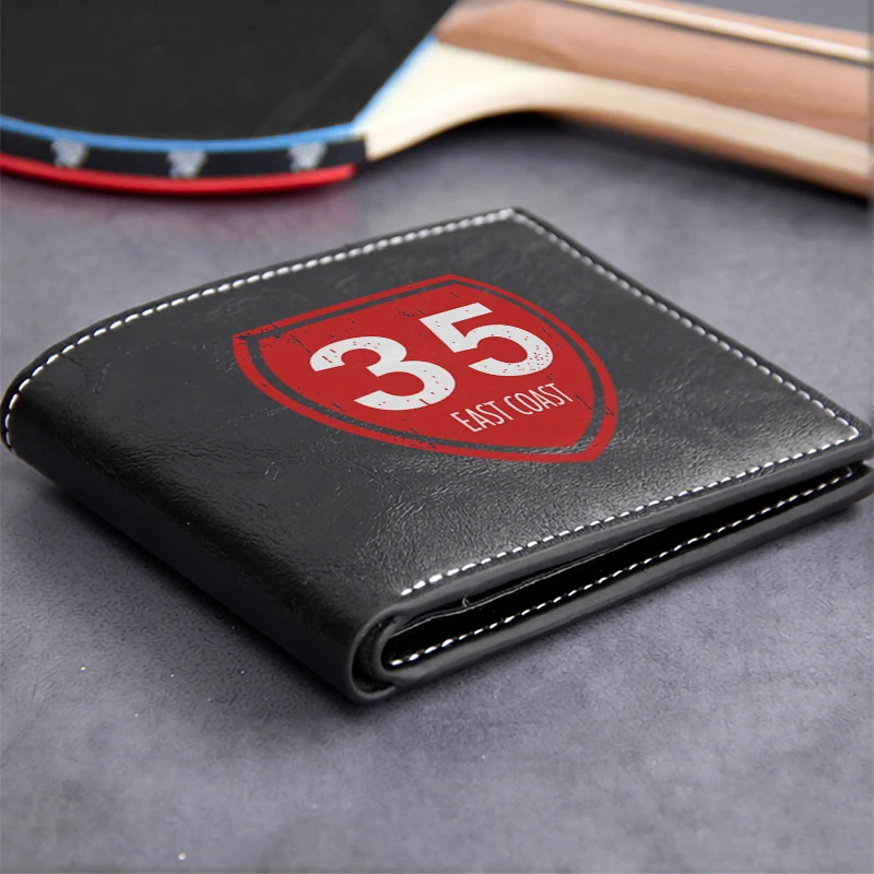 East Coast 35 Shield Logo PU Leather Wallet Men's Slim Business Design Lightweight Durable Premium Finish