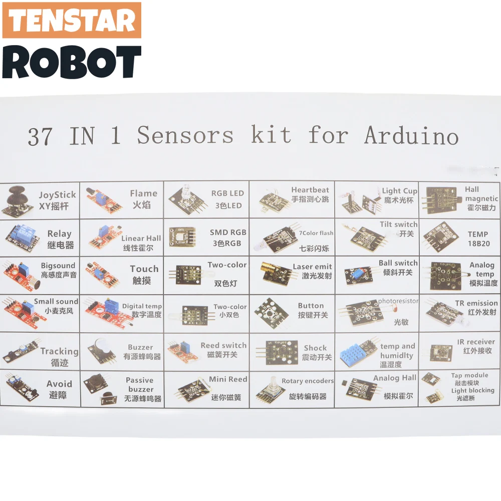 37 in 1 Sensor Kits For Arduino Starters Sensor Kit Contain RGB Joystick Photosensitive Rotary Encoder Obstacle Avoidance