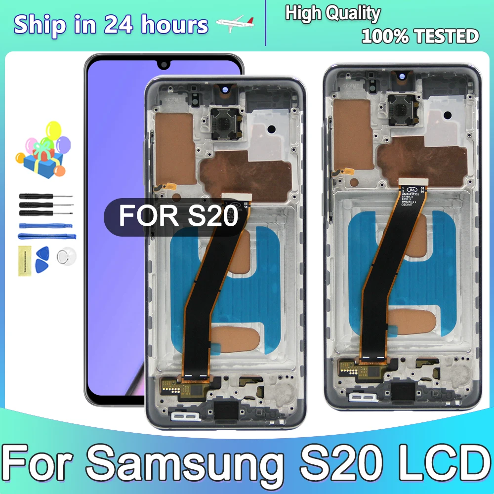 TFT 100% Test For Samsung S20 G980 LCD Display Digitizer Assesmbly For Samsung S20 4G G980F/DS Replacement Touch Screen