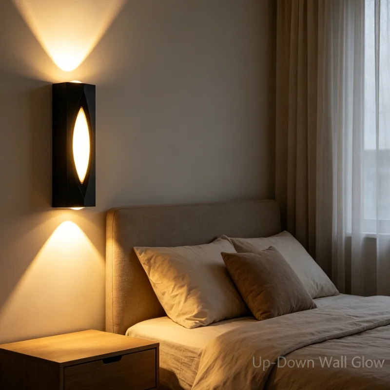 Modern LED Wall Lamp 9W Up Down Light Black Aluminum Outdoor Indoor Waterproof Sconce for Garden Patio Bedroom Corridor