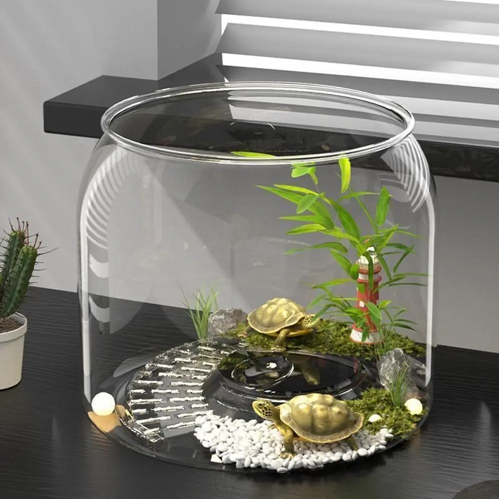 Multifunctional Transparent Round Fish Tank Anti-broken Plastic Viewing Tank Decorative Fall Resistant Fish Bowl Office