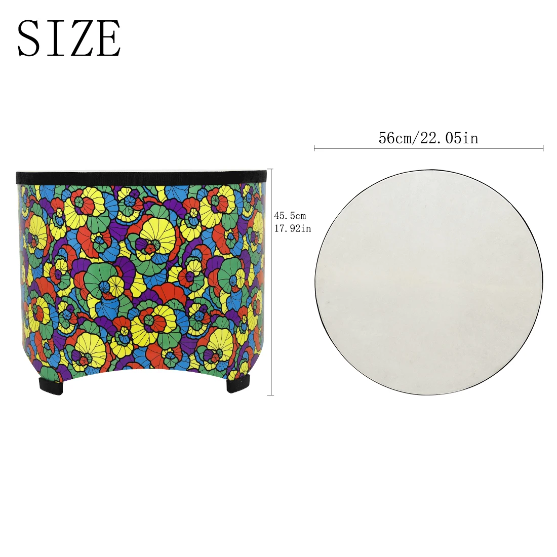 17 بوصة الأرض طبلة جلد الغنم الوجه الملونة طبلة من الخيزران أورف الأطفال التنوير مع طبل عصا قرع أداة