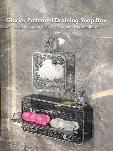 Toilet Soap Box Wall Mounted Non Perforated Bathroom Soap Box With Lid For Draining Water Large Load-Bearing And Multifunction