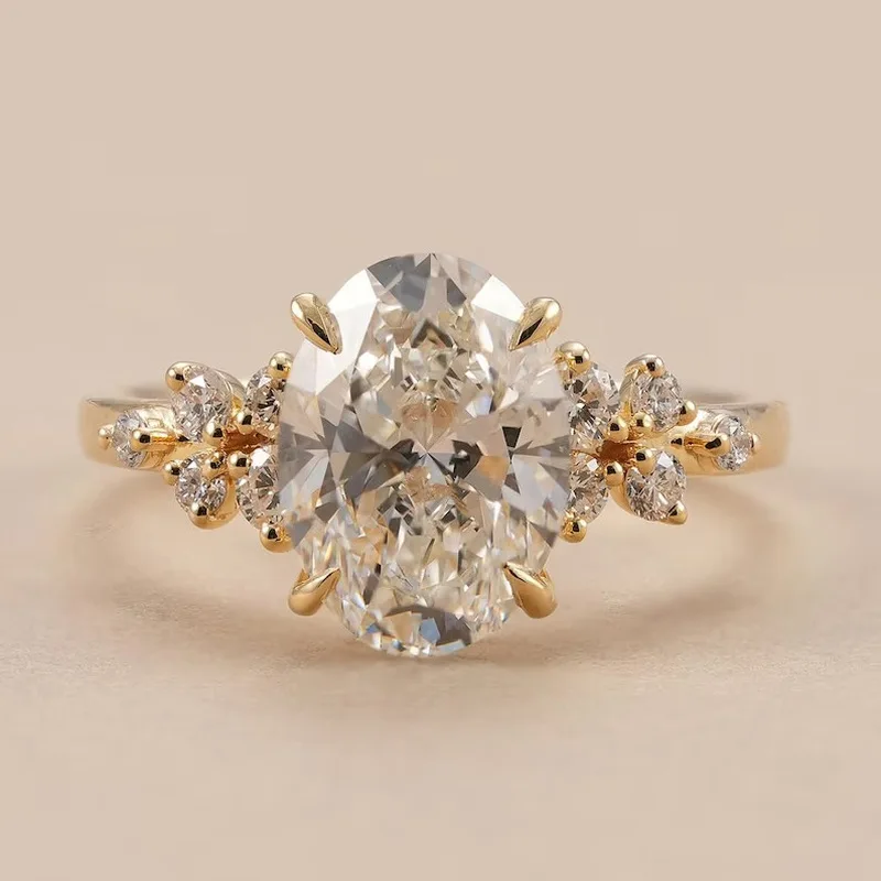 S925Pure silver, dazzling oval pigeon egg ring, a sophisticated and elegant piece for women, perfect for a variety of outfits, a