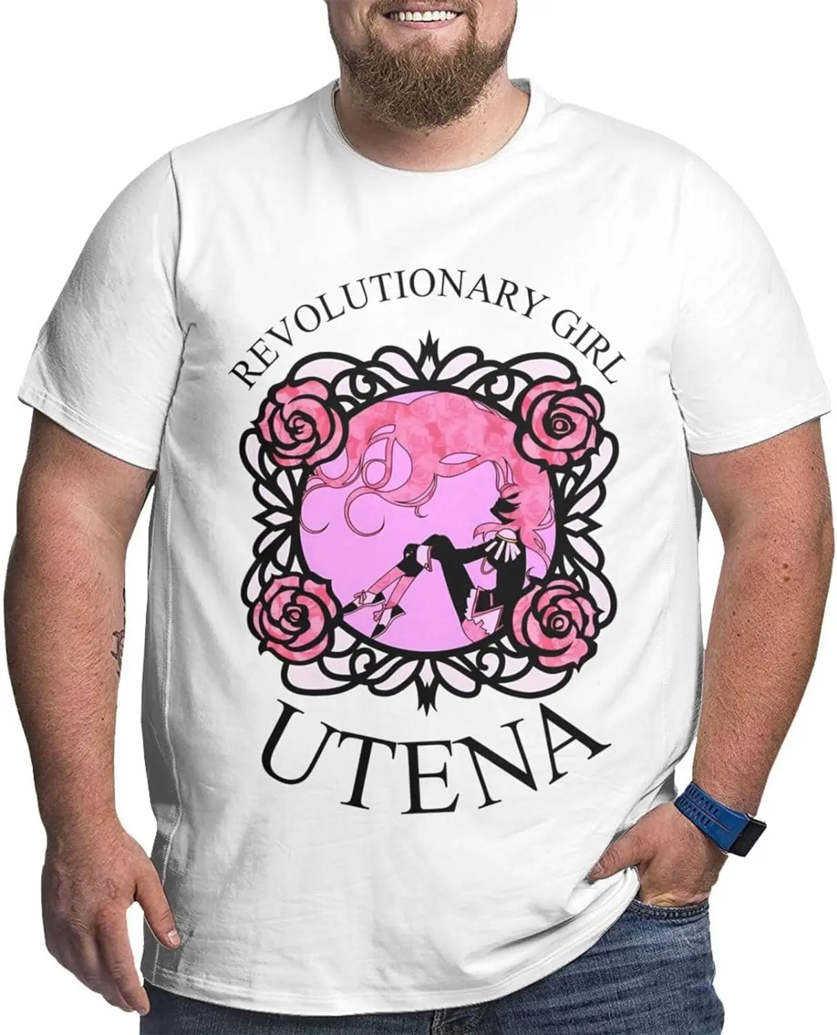 

Anime Big Size Man's T Shirt Revolutionary Girl Utena Round Neck Short-Sleeve Tee Tops Custom Tees Shirts