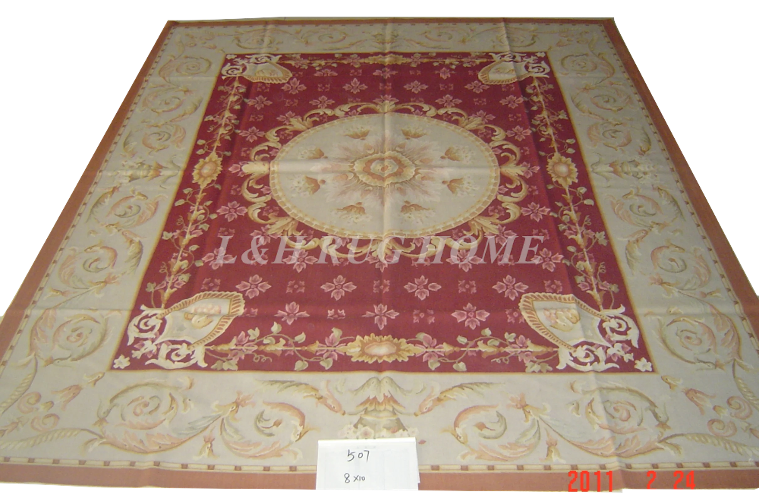 

Free shipping 9'x12' French style aubusson carpets hand knotted rugs Woolen French Aubusson Rugs high quality rug