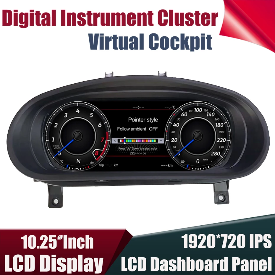 

Digital Instrument Gauge Cluster For VW Golf 6 7 MK7 MK6 Passat B7 B8 CC Tiguan Jetta Scirocco LCD Dashboard Panel Speedometer