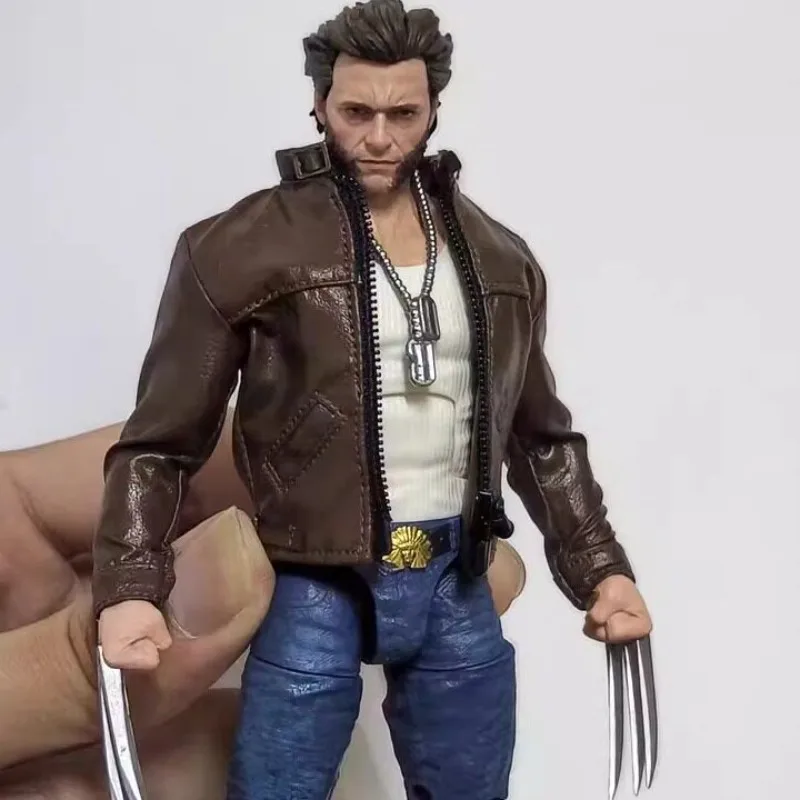 

1/12 Scale Wolverine Standing Collar PU Leather Jacket Clothes Model for 6-inch Ml Ronankey Notaman Action Figures Body
