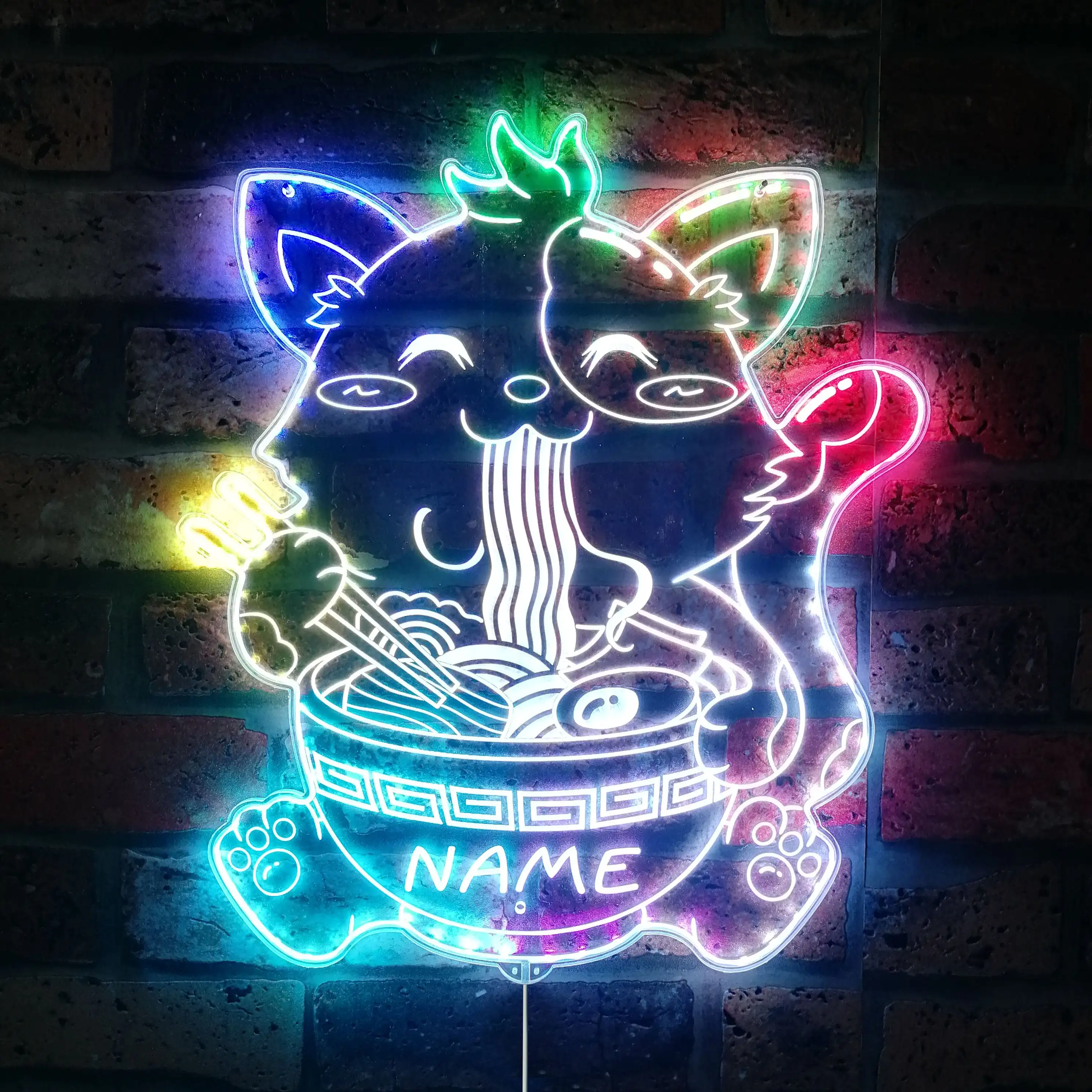 

Персонализированный милый светодиодный знак RGB с динамическим глеммным рисунком Ramen Cat st06-embali-p0055-tm