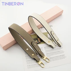 Tinberon Woman Genuine Leather Wide Shoulder Strap Lychee Pattern Short Bucket Bag Strap Luxury Designer Replacement Bags Straps