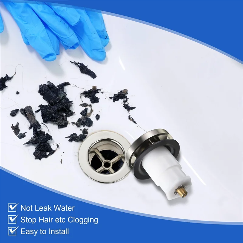 A74E-Bathtub Up Drain Stopper,With 3/8In,5/16In Thread Studs And Star Shape Lock Washer, Tip Toe Shower Stopper Universal