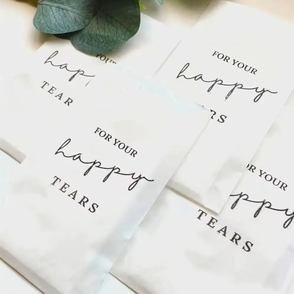 25PCS For Your Happy Tears Wedding Tissues, Tears of Joy Tissue Packets, Wedding Handkerchief, Wedding Party Favors for Guests