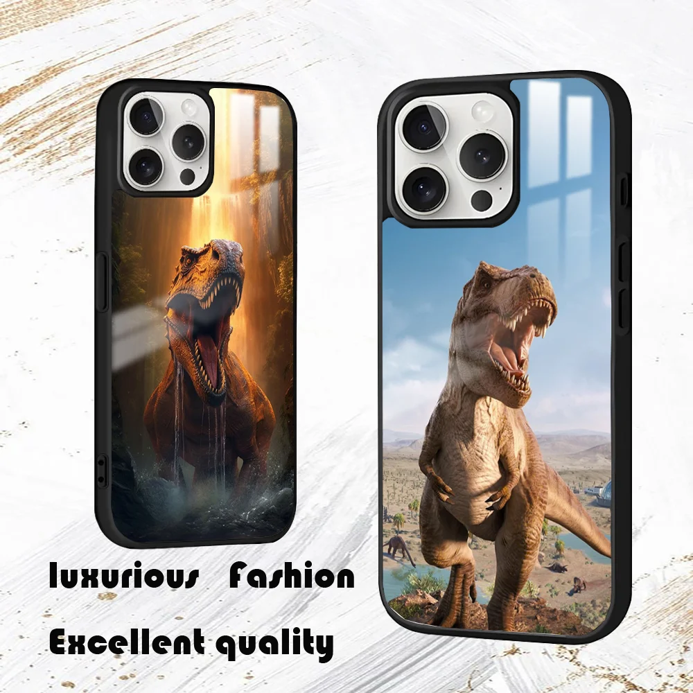 J-Jurassic Park Dinosaur World Phone Case For iPhone 16 15 14 13 12 11 Pro Max Plus Mini PC Fashion High Quality mirror phone