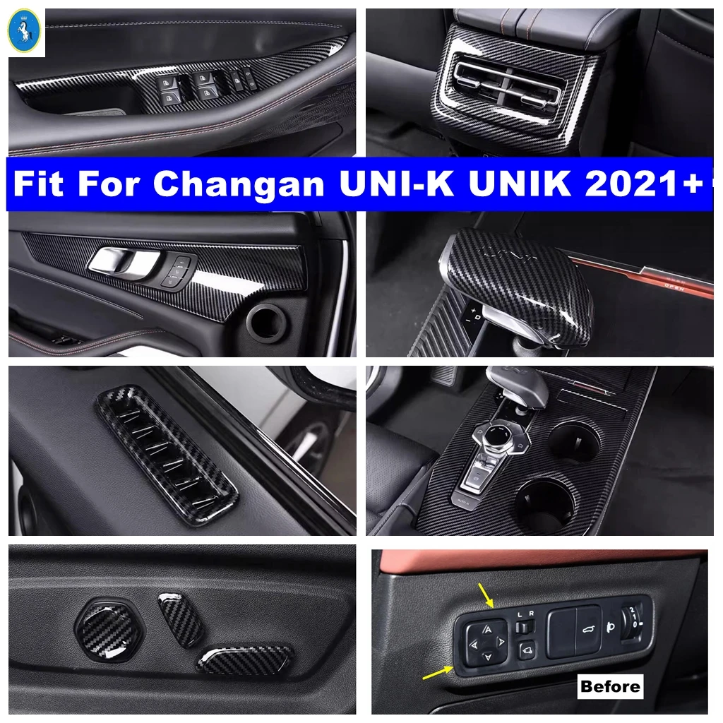 

Carbon Fiber AC Air Outlet / Gear Shift Box / Headlight Switch Cover Trim For Changan UNI-K UNIK 2021 - 2024 ABS Car Accessories