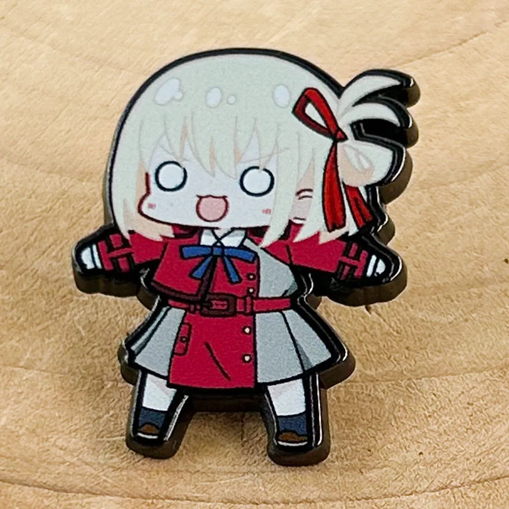 Chibi Chisato Nishikigi Badge Lycoris Recoil Enamel Pin Cute Mini Jewelry Anime Peripheral Cosplay Gift Decorative