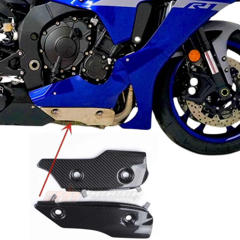 Lower Belly Side Panels Exhaust Guard Cover Fairings For Yamaha R1 2020-2024 Full Carbon Fiber 100%