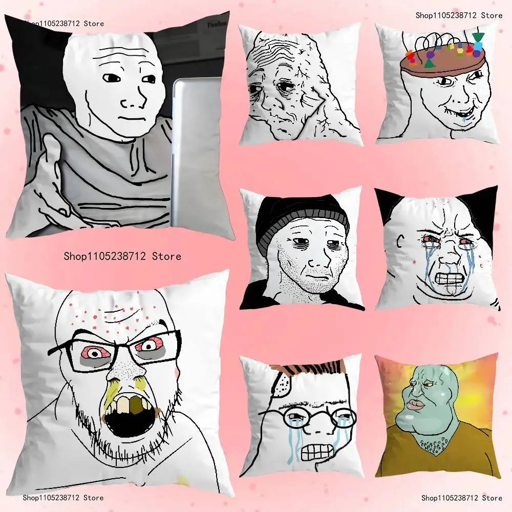 

Wojak Soyjak Its Over Funny Meme Pillow Covers Cartoon Sofa Decorative Home Double-sided Printing Short Plush Cute Cushion Cover