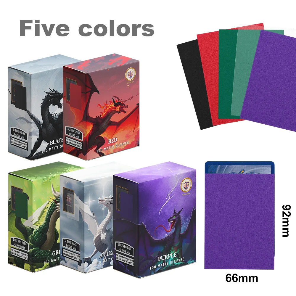 

100PCS/Set 66x92mm Five Colors Matte Dragon Shield Card Sleeves Standard Size Protector for MGT PKM TCG Trading Cards