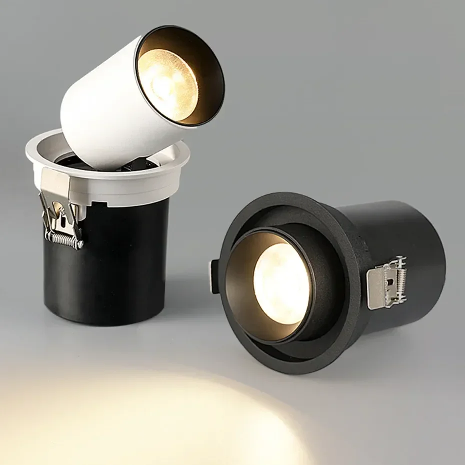 Stretchable Recessed Ceiling Downlight 7W 10W 12W Black/White 360 Degrees Rotatable 3000K/4000K/6000K Ceiling Spot Lights