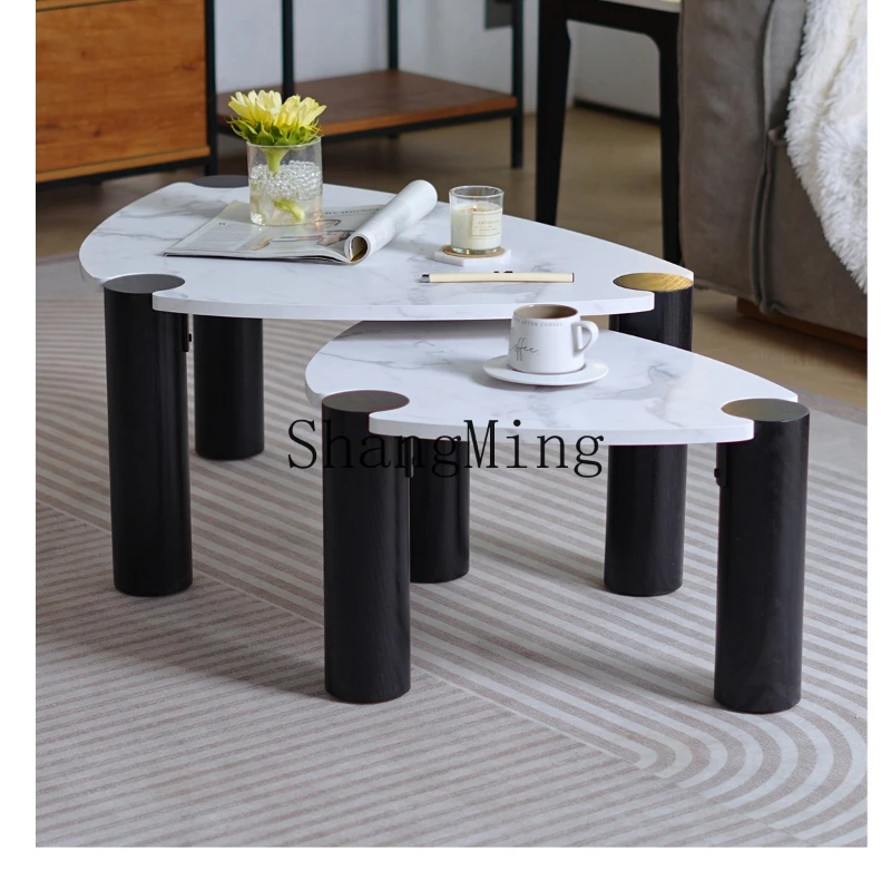 

DHY round column coffee table minimalist living room sofa light luxury household premium oval table