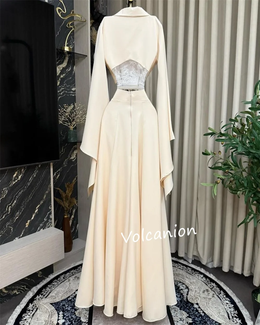 Gaun Midi Kerah O A-line Kancing Silang Jersey Kustom Acara Dipesan Lebih Dahulu Kasual Gaya Modern Sederhana