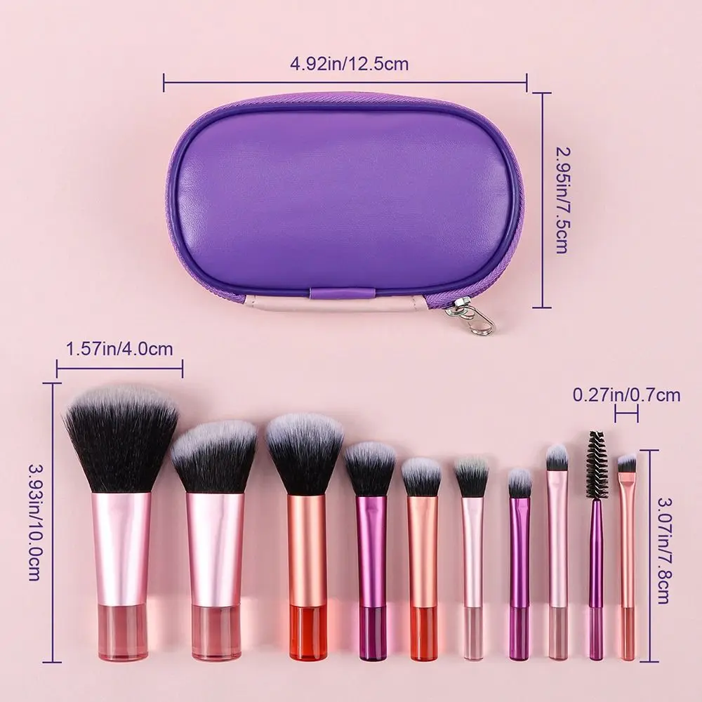 10-teiliges Mini-Reise-Make-up-Pinsel-Set, Eyeliner-Pinsel, Augenbrauenstift, Lidschatten-Pinsel-Set mit Aufbewahrungstasche, weiche kosmetische Werkzeuge