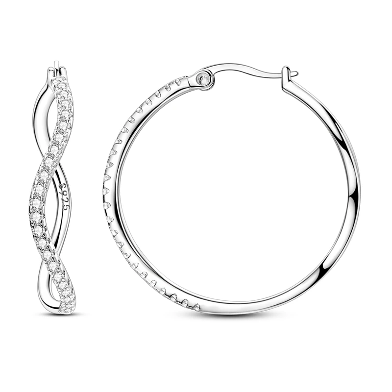 Damen-Ohrringe aus 925er-Sterlingsilber, funkelnde Wellen-Creolen, CZ-Zirkon-Ohrringe für Jahrestag, Hochzeit, Schmuck, Geschenk