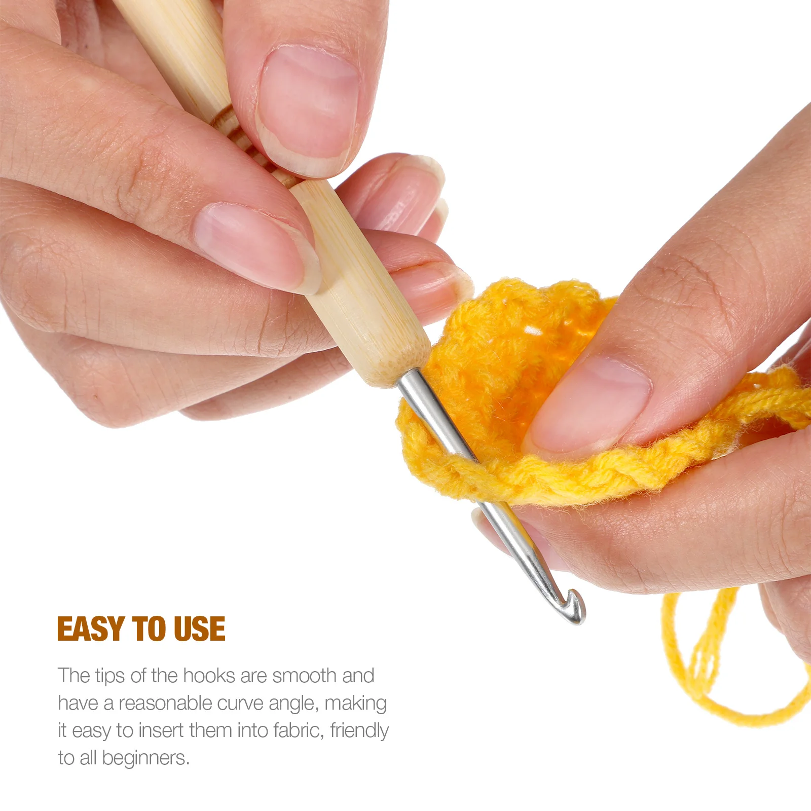 

1Set Crochet Hooks Set Ergonomic Wooden Handles Smooth Tips Stitch Markers Knitting Yarn Crafts for Beginners Crochet Hooks