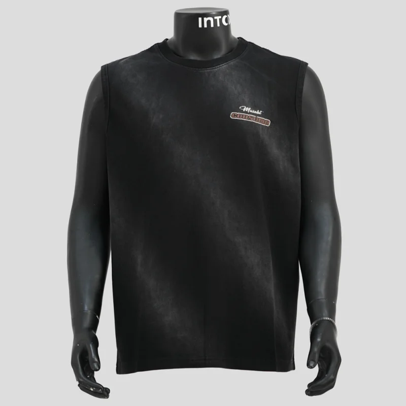 تي شيرت بدون أكمام للرجال صيفي فضفاض كاجوال متعدد الاستخدامات ماركة عصرية بدون أكمام تي شيرت رياضي أنيق للشارع #3