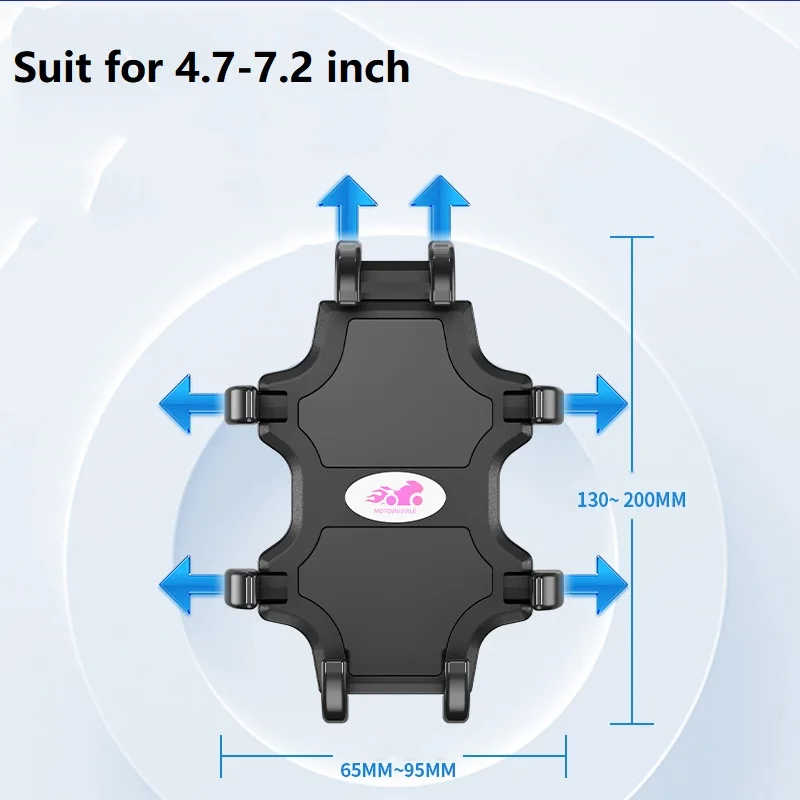 Anti-Theft Vibration Dampening Motorcycle Phone Mount Suitable for 4.7''-7.2'' Phones Holder for Bike ATV/UTV Scooter Handlebar