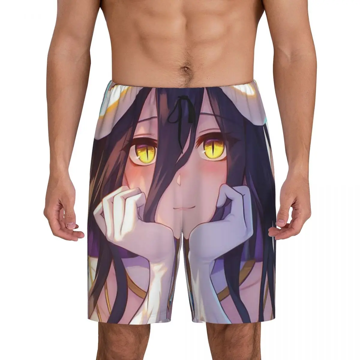 

Мужские короткие пижамные шорты Custom Adventure Anime Albedo Overlord, нижняя часть пижамы для сна и отдыха, шорты для сна