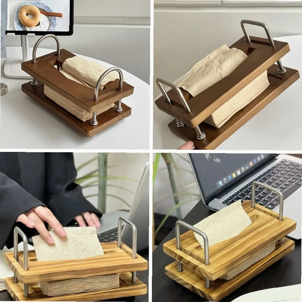 

Coffee Suspension Type Tissue Box Holder, Solid Wood DIY Paper Towel Napkin Storage Box for Blogger