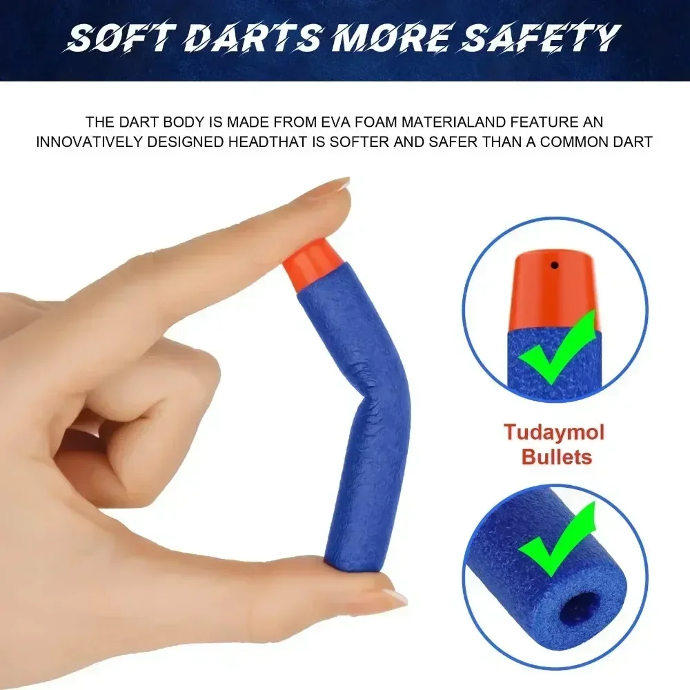 H500PCS EVA Dart for Toys Gun N-Elite Series Guns Darts Gun Refill Bullets Ammo Packs Toys Gun Bullets Non-toxic and Soft