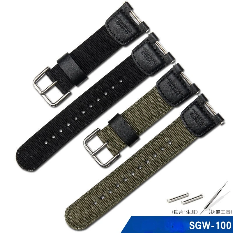 Nylon strap for casio G-SHOCK SGW-100 s GW-3500B notch 12mm canvas nylon band 24mm Watch accessory