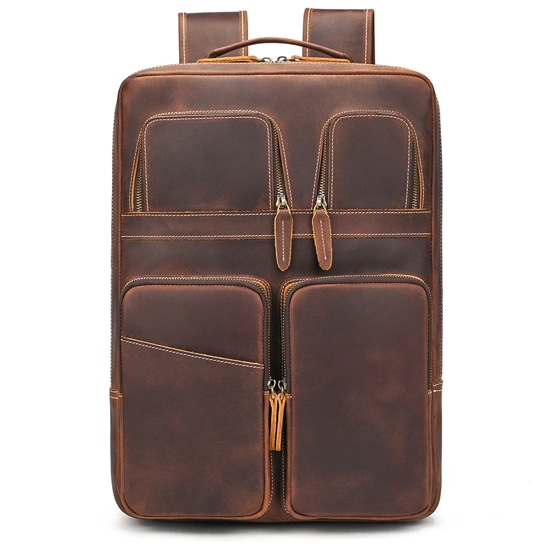 

Large Capacity Men's Leather Backpack Bag 15.6 16 Inch Travel Bag Daypack Genuine Leather For Men Male Laptop Bag Real Cowskin