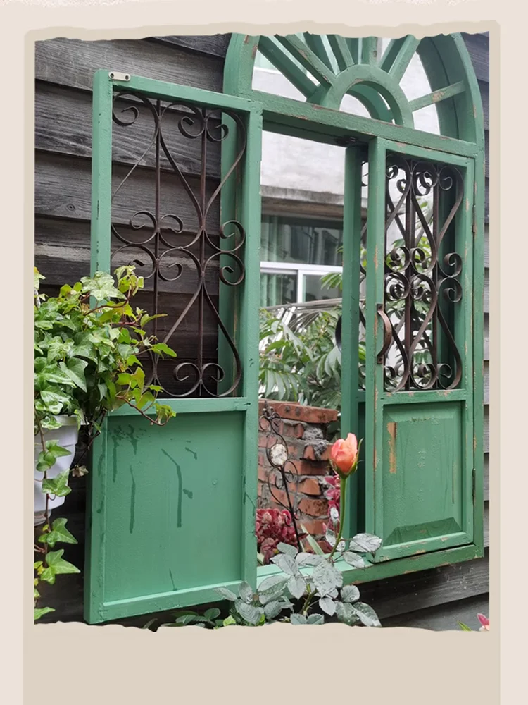 Handmade Vintage Window Mirror with Arched Top