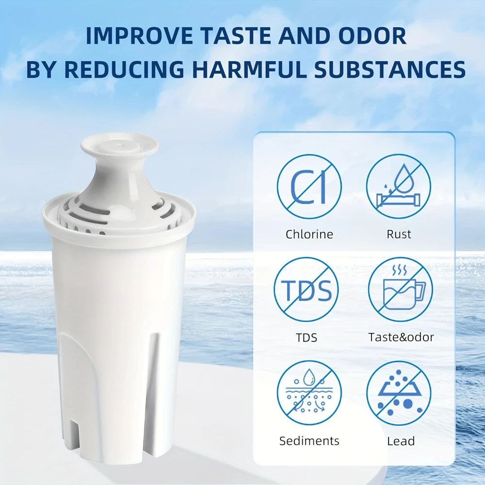 Waternoble Pitcher Replacement Filters for Brita & More Pitchers and Dispensers Reduces Cadmium Mercury Copper BPA Free 6 Packs