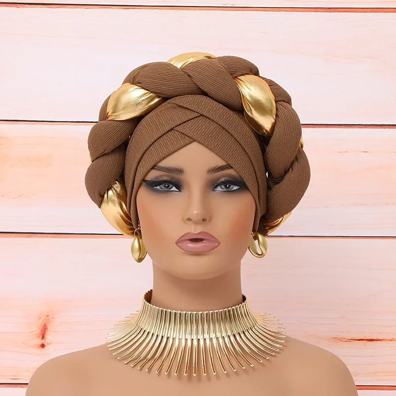 Головной убор в африканском стиле-тюрбан, нигерийский свадебный гелевый головной убор для вечеринки, африканские женские повязки на голову, готовые к ношению, Auto Gele