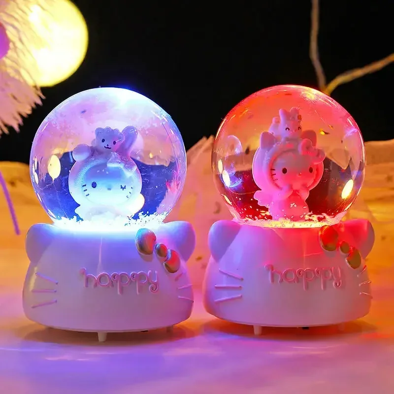 Hello Kitty cartoon cute kawaii children\'s music box music box lantern crystal ball ornament girlfriend birthday gift wholesale