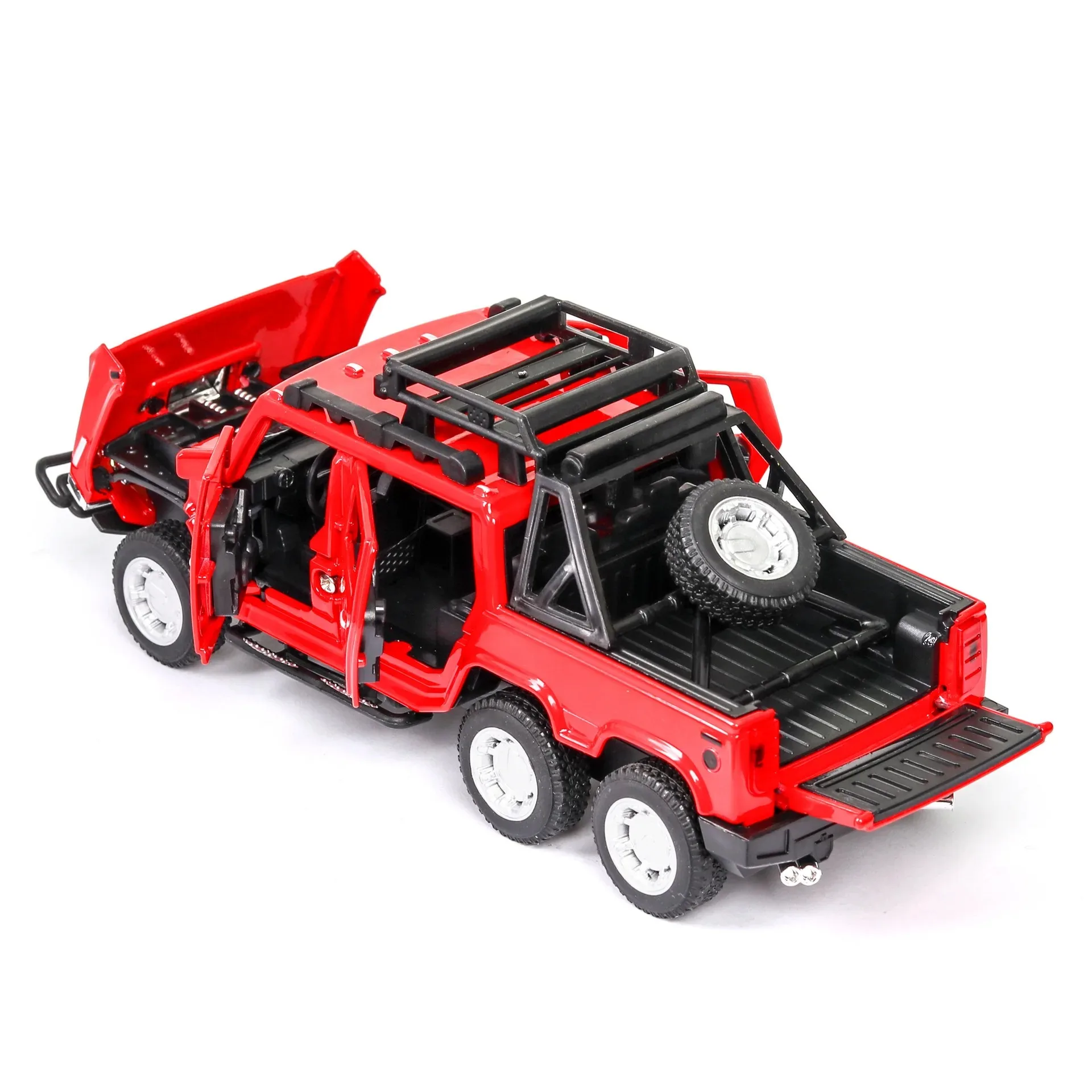 1:32 Hummer Pickup pressofuso in lega di metallo modello di auto tirare indietro lampeggiante veicoli giocattolo musicali per bambini regalo