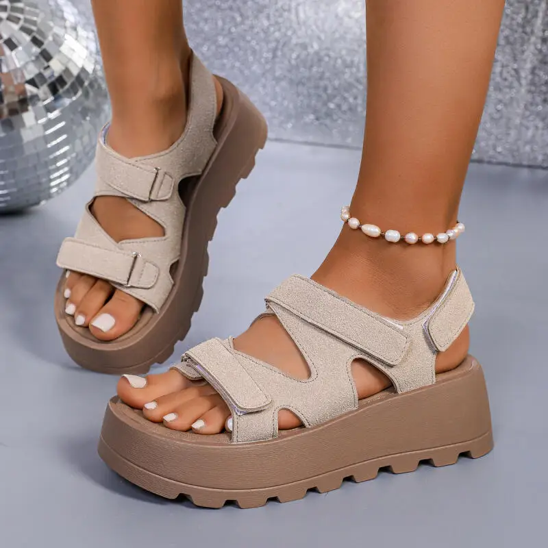 

Casual Thick Bottom Non Slip Sandals Women Summer 2026 Comfort Platform Hollow Out Designer Sandals Woman Height Increase Shoes