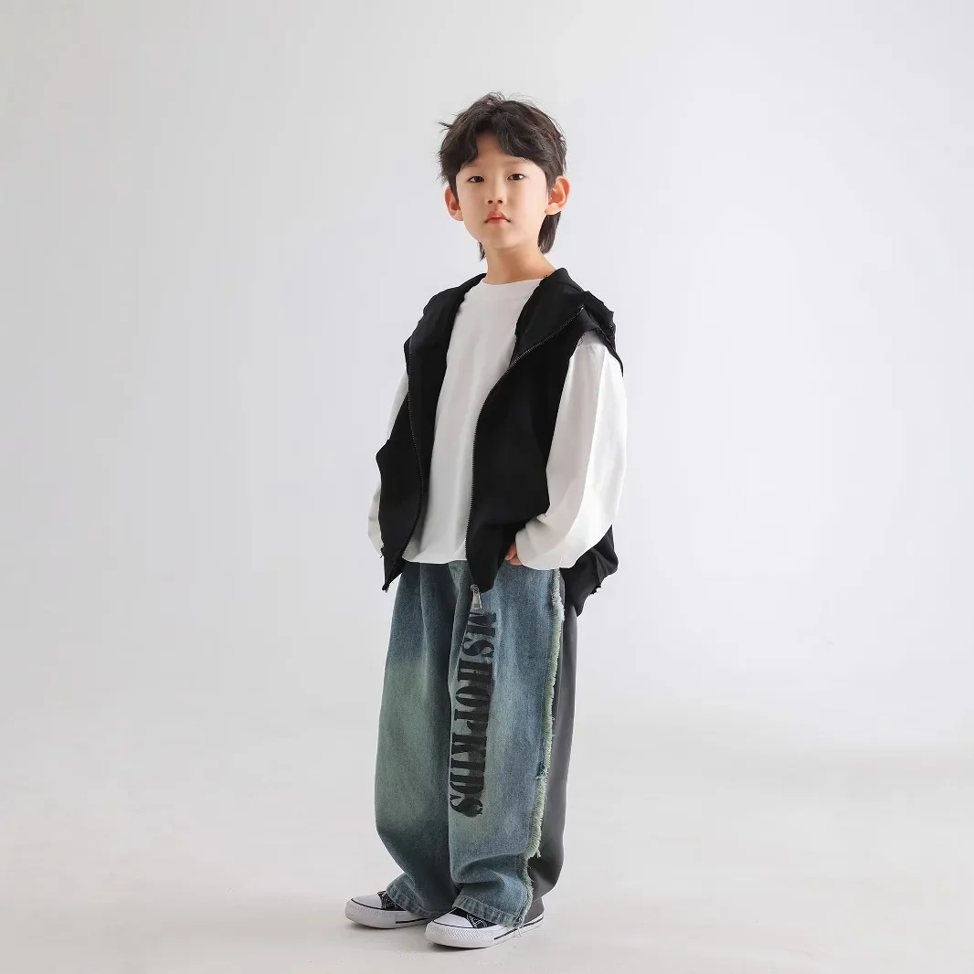 Vêtements à capuche en coton de style coréen pour enfants, glaçure simple, document solide, mode de loisirs pour garçons, nouveau, printemps et automne 2024