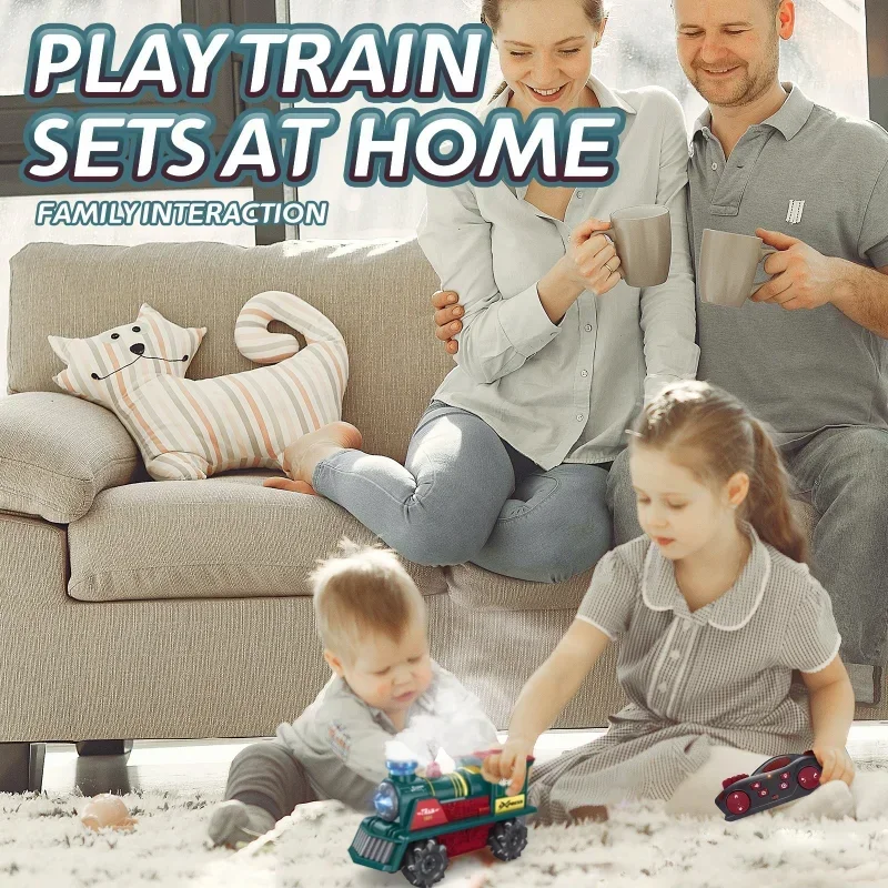 Car Train Toy For Kids Flexible Universal Wheels Cool Stunt Train Toys With 15-20 Minutes Playtime Simulation Roaring Steaming