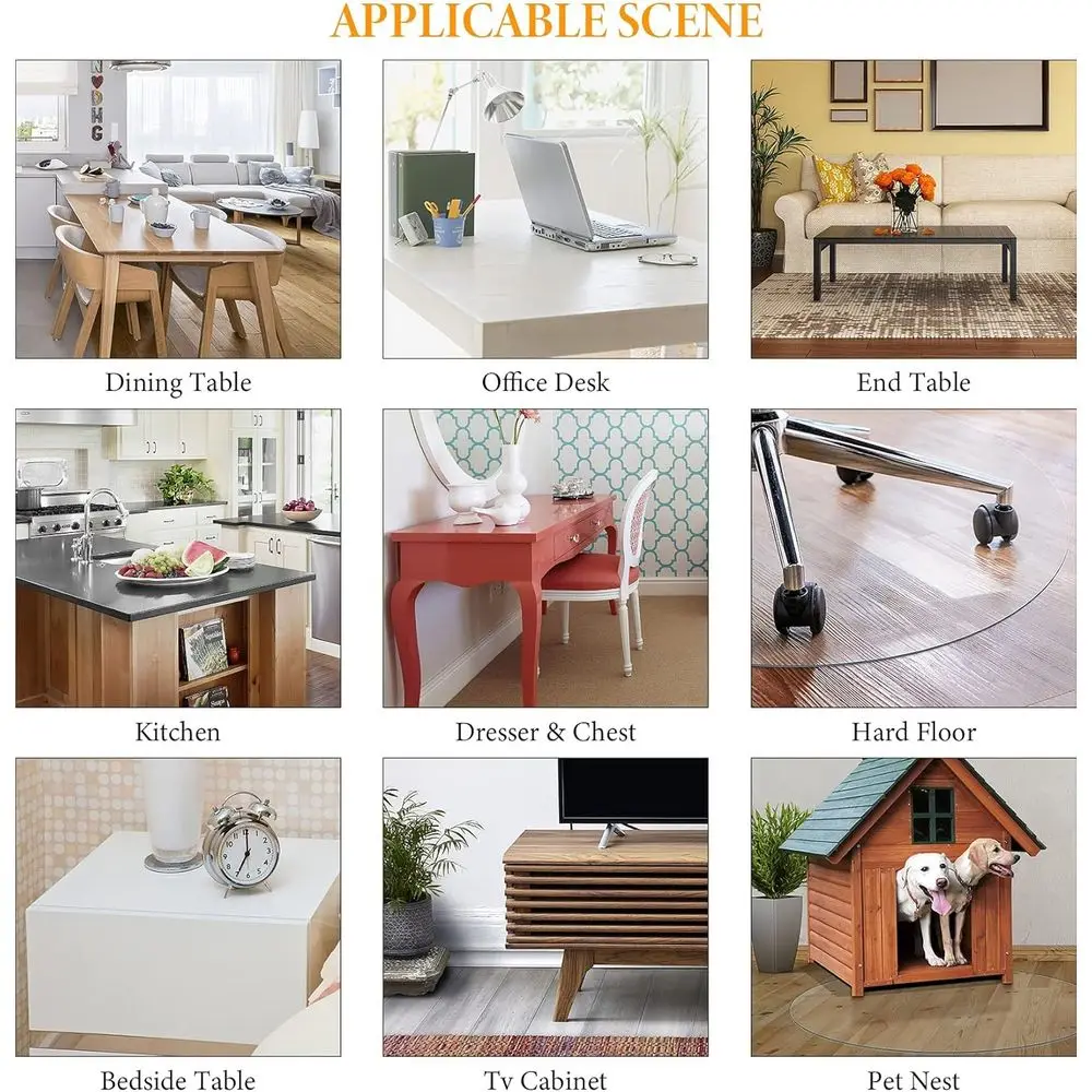 1.5mm Clear Desk Cover Protector, 14×24 Inch Clear Desk Cover, Rectangular Vinyl Desk Pad, PVC Plastic Table Cover for Office, D